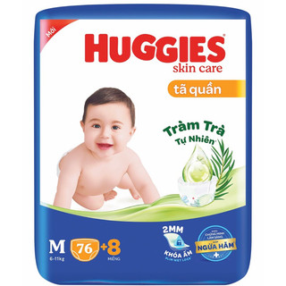 [Tặng 8 miếng] Bỉm - Tã quần Huggies tràm trà size M84 miếng (Cho bé 6 - 11kg)