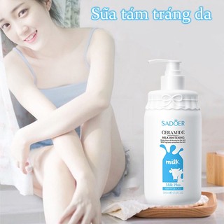  Sữa tắm trắng da sữa tắm nước hoa tẩy tế bào chết 500ml Chiết xuất từ ​​sữa làm đều màu da mềm mịn da 