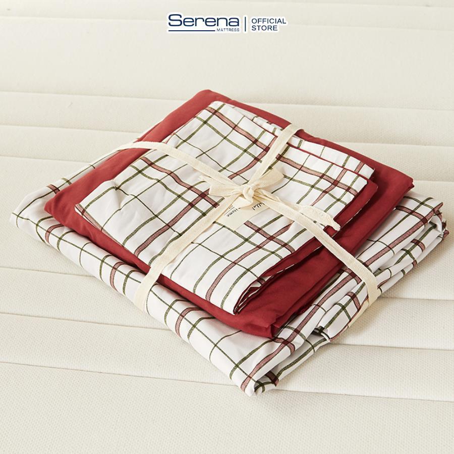 Ra Nệm Trải Giường 5 Món Caro Cotton Tici SERENA Chính Hãng Set Vỏ Chăn Ga Grap Gối Nệm Đệm Trần Bông Phủ Giường Cao Cấp