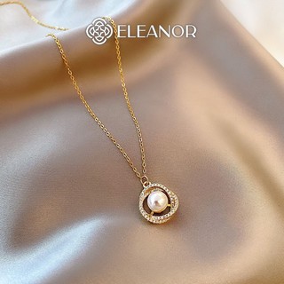 Dây chuyền nữ titan Eleanor Accessories mặt tròn ngọc trai nhân tạo phụ kiện trang sức vòng cổ 3356
