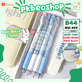 Bút gel Mura white blue Pkbeoshop bút bi bấm mực đen chính hãng ngòi 0.5mm basic B44