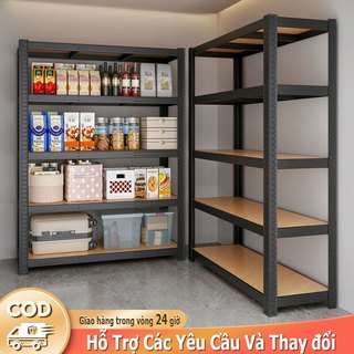 Luxe Kệ sắt gỗ 3/4/5/6 tầng thiết kế có lỗ, lắp đặt dễ dàng, không cần bắt vít