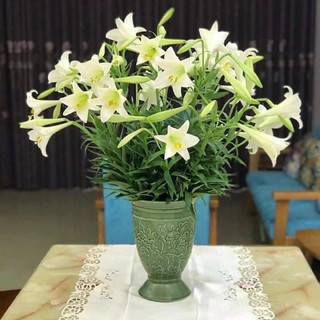 Bình hoa dáng ly vẽ hoa men xanh ngọc - cao cấp Bát Tràng