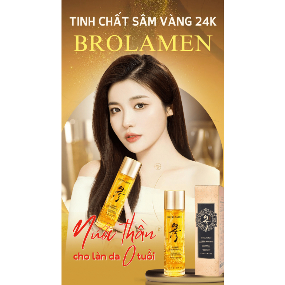 Tinh chất nhân sâm VÀNG 24K BROLAMEN -Serum BROLAMEN tái sinh da lão hóa, phục hồi, nâng cơ, mờ nám, mờ thâm, trẻ hóa da