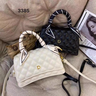 Túi xách nữ sang chảnh đi tiệc quai lụa hoạ tiết chữ D hàng QC loại đẹp kèm khăn và hộp làm quà tặng