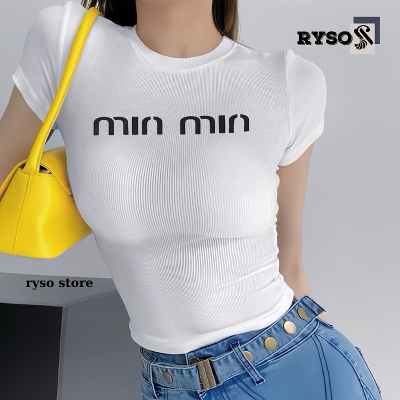 Áo Thun Form Ôm Body Cổ Vuông Tròn Tay Ngắn In Hình, Áo Babytee Ôm Kiểu Sexy Basic Dễ Phối RYSO