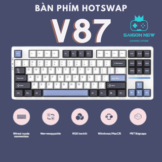 Bàn phím cơ không dây VGN V87 Led mạch xuôi - Hotswap 5 pin -  Led RGB tùy chỉnh - Kết nối không dây