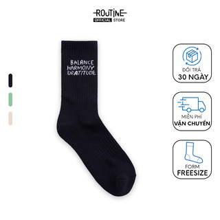 Vớ Dài Nam Cotton Thêu Chữ Freesize - Routine 10S24SOC001