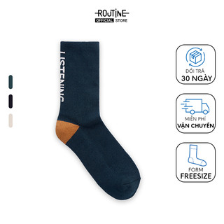 Vớ Dài Nam Cotton Phối Màu Thêu Chữ Freesize - Routine 10S24SOC003