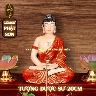 TƯỢNG PHẬT DƯỢC SƯ SỨ PHẬT SƠN MÀU ĐỎ CAO 20CM 🔆 TƯỢNG PHẬT AN LẠC 🔆