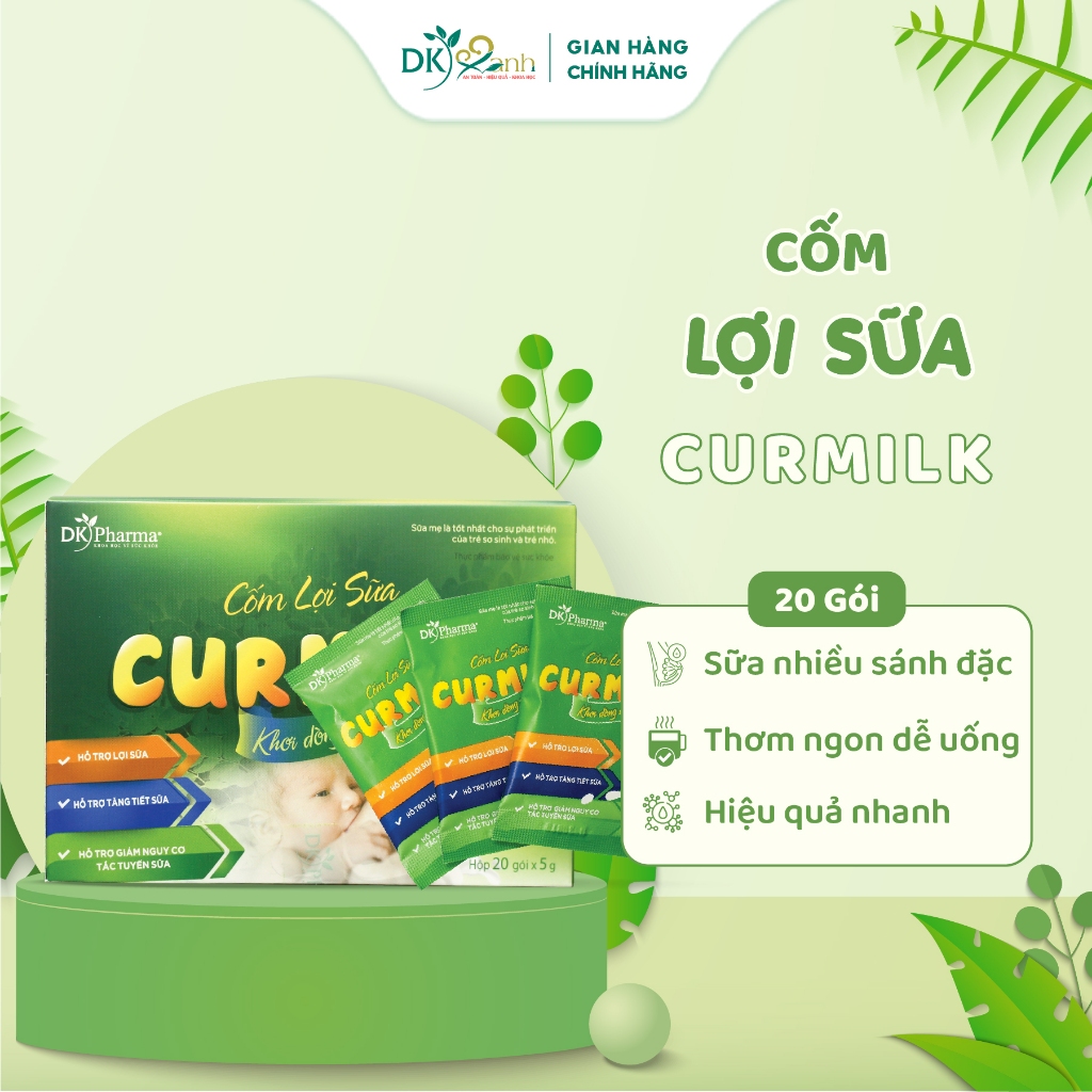 Cốm lợi sữa Curmilk hộp to 20 gói / hộp nhỏ 10 gói (5g/gói) - DK Pharma