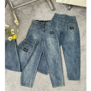Quần Jean Nữ Baggy Co Giãn Lưng Cao Thoải Mái Túi Thêu GG ,quần bò jean cho Nữ LuciK Shop QD0072 20105