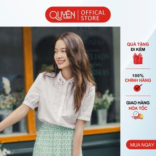 Áo sơ mi công sở nữ màu trắng cổ đức tay dài, thắt nơ ngực xinh xắn AA545