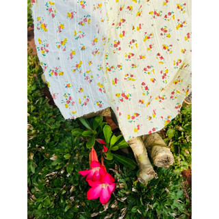 Vải thô xô hoa nhí dệt sợi chìm màu vintage