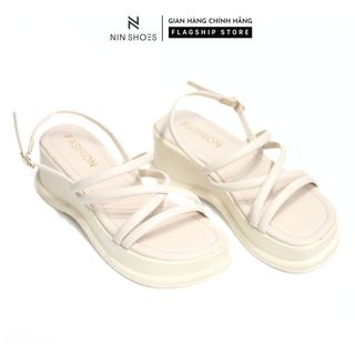 Dép sandal quai hâụ Ninshoes đế dày cao 3p chất da mềm chuẩn form size DT027