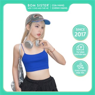 Áo croptop hai dây dáng ngắn thun trơn dây sợi bún, áo hai dây hai lớp co giãn nhiều màu MC1004