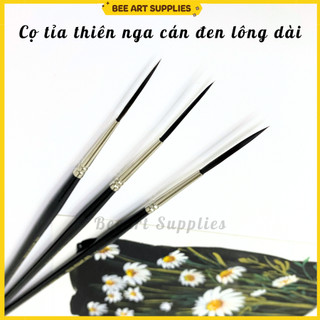 Cọ tỉa vẽ màu nước lông dài cán đen/Cọ vẽ màu gouache, poster, acrylic