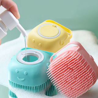 Bàn chải silicon tắm gội massage có ngăn chứa sữa tắm dành cho các bé chó mèo