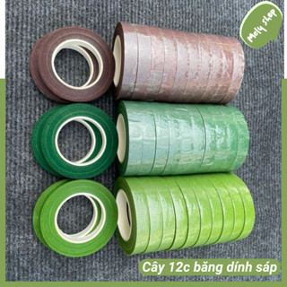 [Siêu Rẻ 171]_Lốc 12 Cuộn Băng Dính Sáp, Băng Keo Dính Sáp Cuốn Cành Hoa Giả_Shop Mely