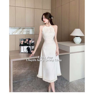 Đầm thiết kế cảm giác trống trần thắt lưng treo cổ váy SML, Kiểm Soát Giảm Béo Phong Cách
