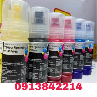 Bộ= 6 màu pigment art ultra plus vòi châm thông minh dùng cho epson l8050/l18050/3210/l3250/l1210/l1250/l4260/l805/l121