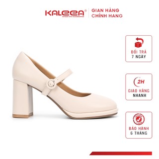 Kaleea - Giày Sandal Chất Da Mềm Thiết Kế Quai Ngang Cao Gót Đế Cao 8p Đi Êm Chân - H23