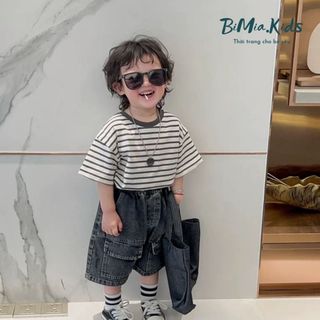 Quần short jean bimiakids quần đùi jean túi hộp cho bé trai bé gái từ 8 đến 30kg