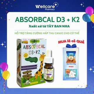 Absorbcal d3k2 - chai 10ml, bổ sung vitamin d3k2 hỗ trợ hấp thu canxi, tăng chiều cao cho trẻ