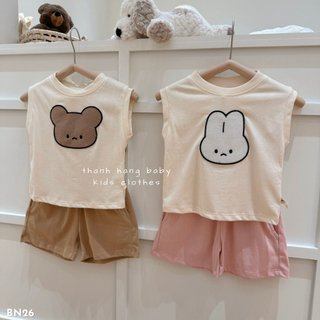 Bộ quần áo trẻ em, quần áo ba lỗ bé trai bé gái thun cotton thanh hằng Baby 9 - 28 kg