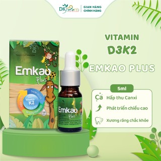 Vitamin d3 k2 emkao plus 12500ui 5ml hấp thụ canxi giúp bé ngủ ngon tăng chiều cao dk pharma