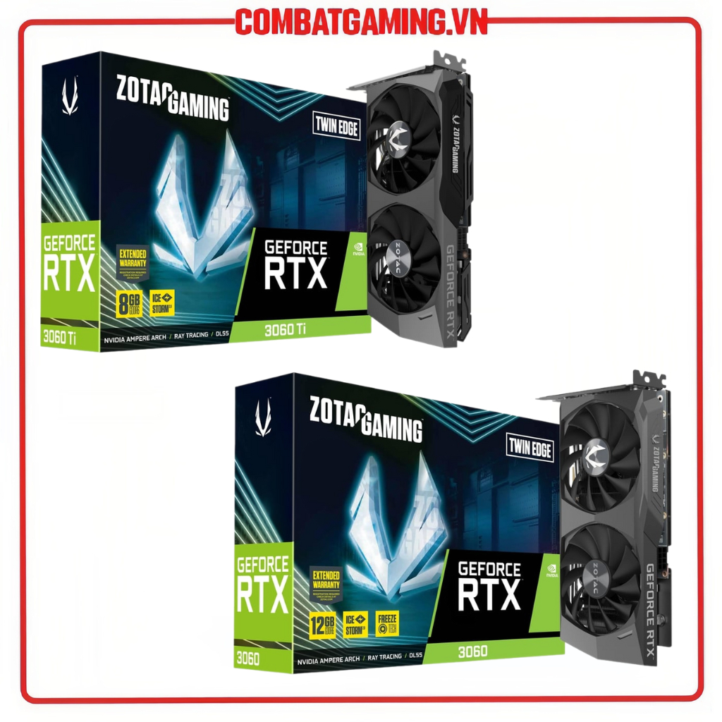 VGA Card Màn Hình ZOTAC GAMING GeForce RTX 3060 Twin Edge 12GB & RTX 3060 Ti Twin Edge 8GB Hàng Chính Hãng