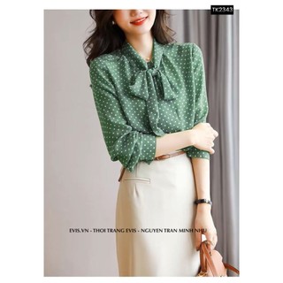 [EVIS.VN] Sơ mi chấm bi lụa cao cấp mặc mát TK2343