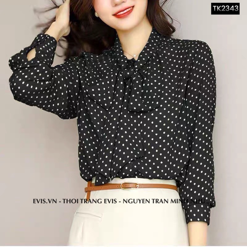[EVIS.VN] Sơ mi chấm bi lụa cao cấp mặc mát TK2343