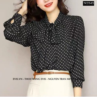 Sơ mi chấm bi lụa cao cấp mặc mát TK2343