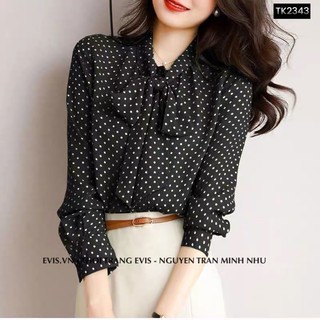 [EVIS.VN] Sơ mi chấm bi lụa cao cấp mặc mát TK2343
