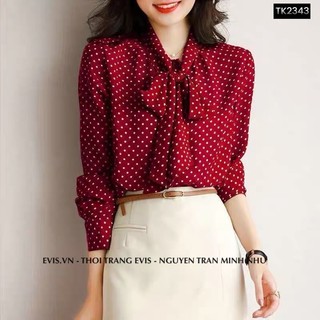 [EVIS.VN] Sơ mi chấm bi lụa cao cấp mặc mát TK2343