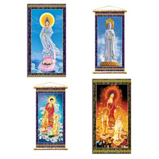 Tranh phật dán tường, tranh quan âm tọa thiền, tranh dán tường, tranh nẹp gỗ in canvas, tranh tam thánh, quan âm thờ