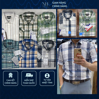 Áo sơ mi Pierre Cardin ngắn tay nam trung niên xuất dư chính hãng họa tiết kẻ sọc chất liệu linen thoáng mát nhẹ nhàng