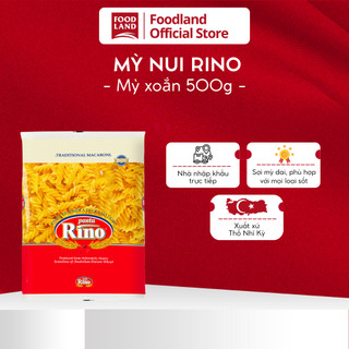 Mỳ nui xoắn, pasta fusilli hiệu Rino 500g - nui chiên, xào, nhập khẩu Thổ Nhĩ Kỳ - Foodland