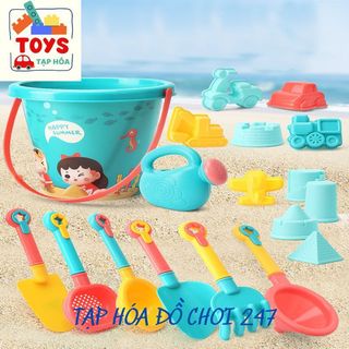 Đồ chơi Xúc Cát, Xô xúc cát 18 chi tiết cho bé đi biển, guồng quay cát khu vui chơi