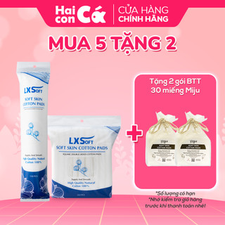  Combo 5 bịch bông tẩy trang LXSoft Hàn Quốc - 100% cotton - Dập viền - Mềm mại