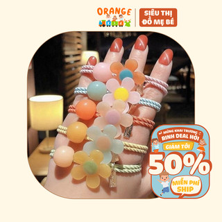 Buộc tóc hoa to hạt tròn cho mẹ và bé