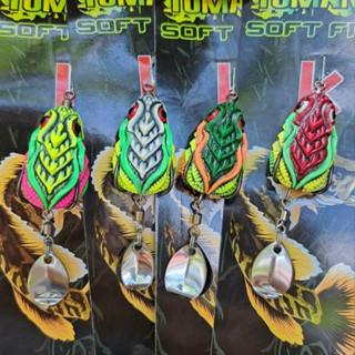 Mồi câu lure nhái hơi sọc TOMAN size mini 2 thìa 5g 3cm