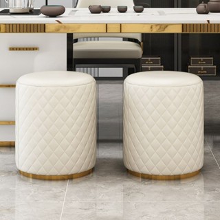 Ghế Đôn Nỉ Tròn Bàn Trang Điểm Phong Cách Bắc Âu Chất Liệu Cao Cấp Có Chân Sắt Vững Chắc-GTD01