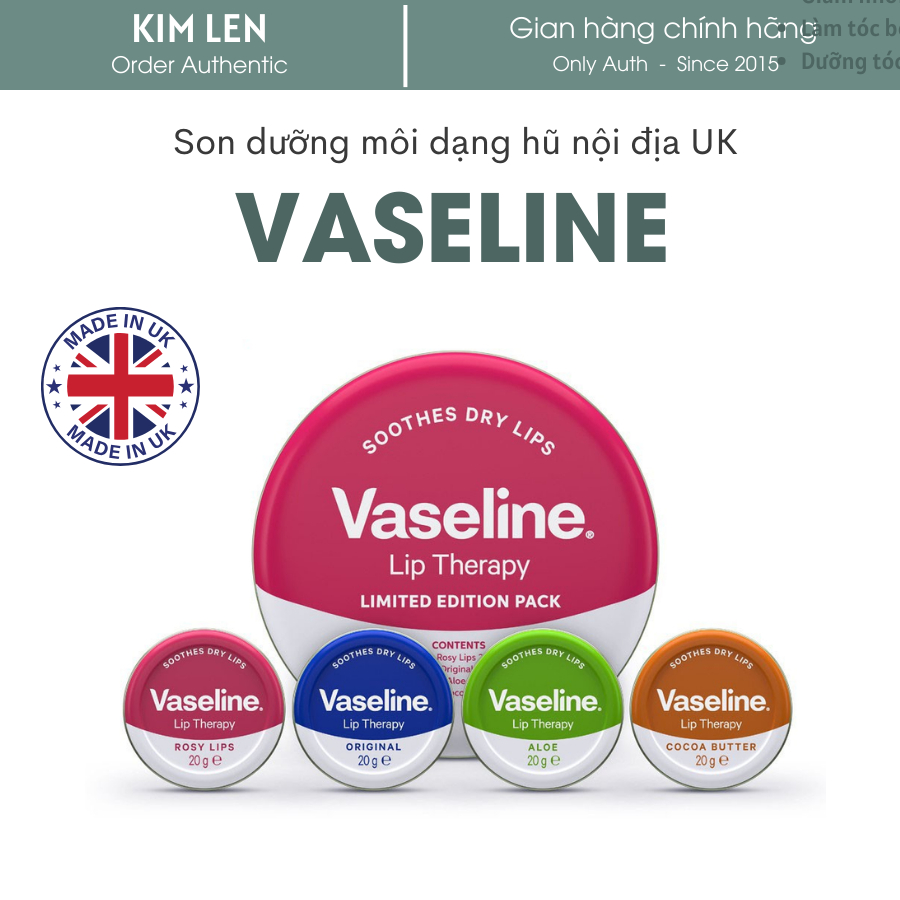 Son dưỡng môi Vaseline Lip Therapy hũ 20gr