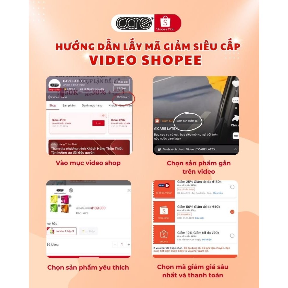 Bao Cao Su Siêu Mỏng CARE 22 Nhiều Gel Bôi Trơn, Kéo Dài Thời Gian, Hương Nước Hoa Truyền Nhiệt Tốt Hộp 6 Bcs Care Latex