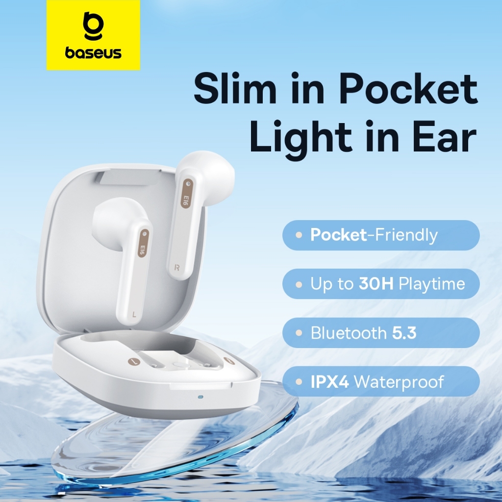 Tai Nghe Không Dây Baseus E16 TWS Bluetooth 5.3 Có Hai Micro ENC Nhét Trong Chống Ồn Điều Khiển Bằng Cảm ứng | BigBuy360 - bigbuy360.vn