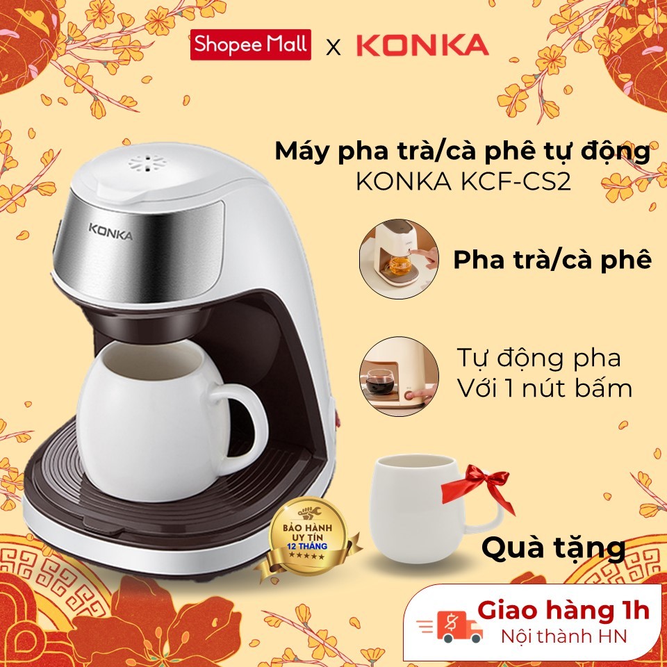 Máy pha cà phê chính hãng KONKA KCF-CS2 thiết kế kiểu mới hiện đại, sang trọng, dễ sử dụng, bảo hành 12 tháng.