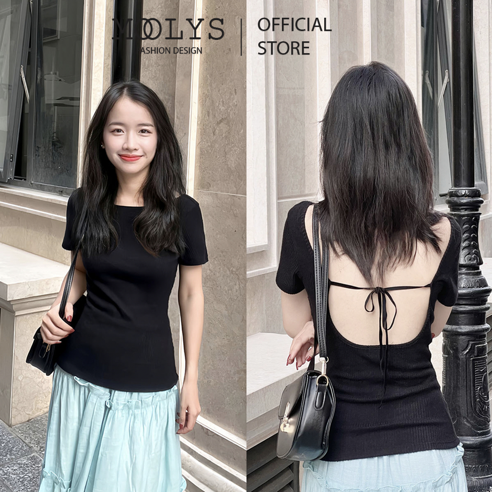 Áo thun hở lưng kiểu dáng basic MOOLYS MC017