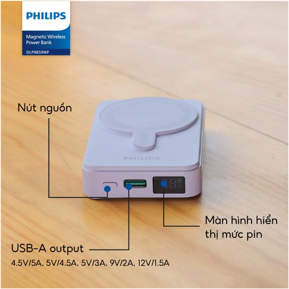 Pin sạc dự phòng Magnetic có chân chống Philips DLP9859 10,000mAh